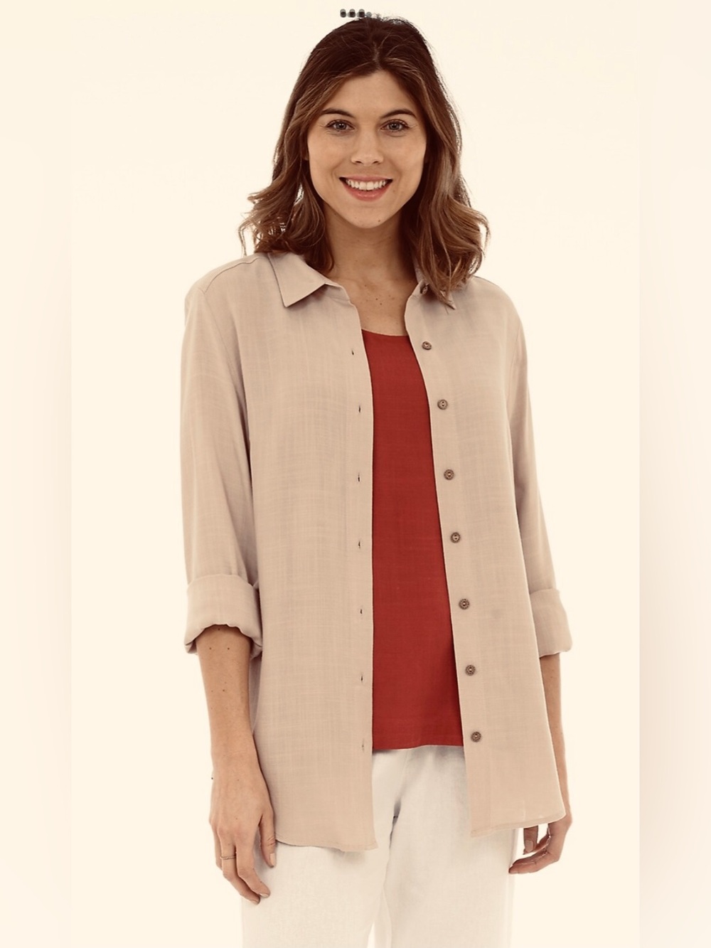 DKR Apparel Button Up Shirt with Back Pleat Detail